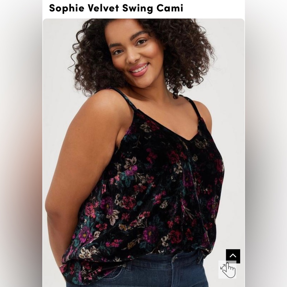 Torrid Sophie Velvet Swing Cami, Size 2, Black floral Velvet